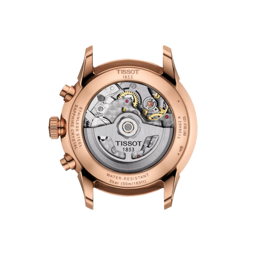Back view of the watch case Tissot Chemin Des Tourelles Automatic Chronograph