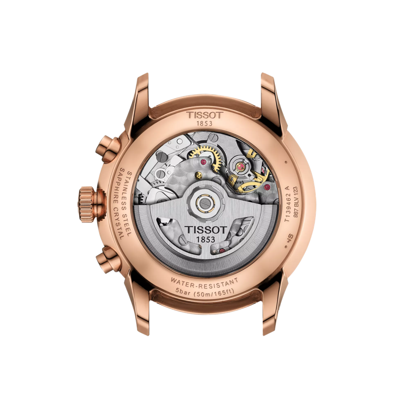 Back view of the watch case Tissot Chemin Des Tourelles Automatic Chronograph