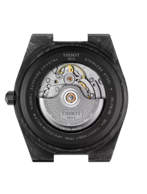 Back view of the watch case Tissot PRX Powermatic 80 Carbon 40mm