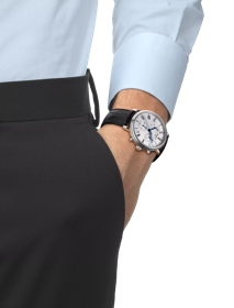 Simulation of the watch Tissot Carson Premium 卡森系列計時款 on a wrist
