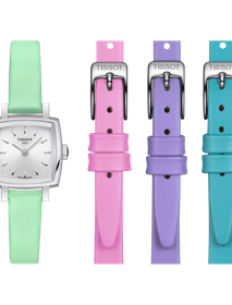 Vista frontal del reloj Tissot Lovely Summer set con correa adicional