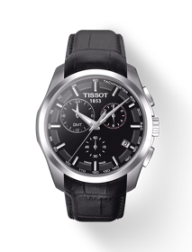 Front view of the watch Tissot Couturier GMT with shadow