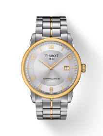 Front view of the watch Tissot Luxury Powermatic 80 with shadow