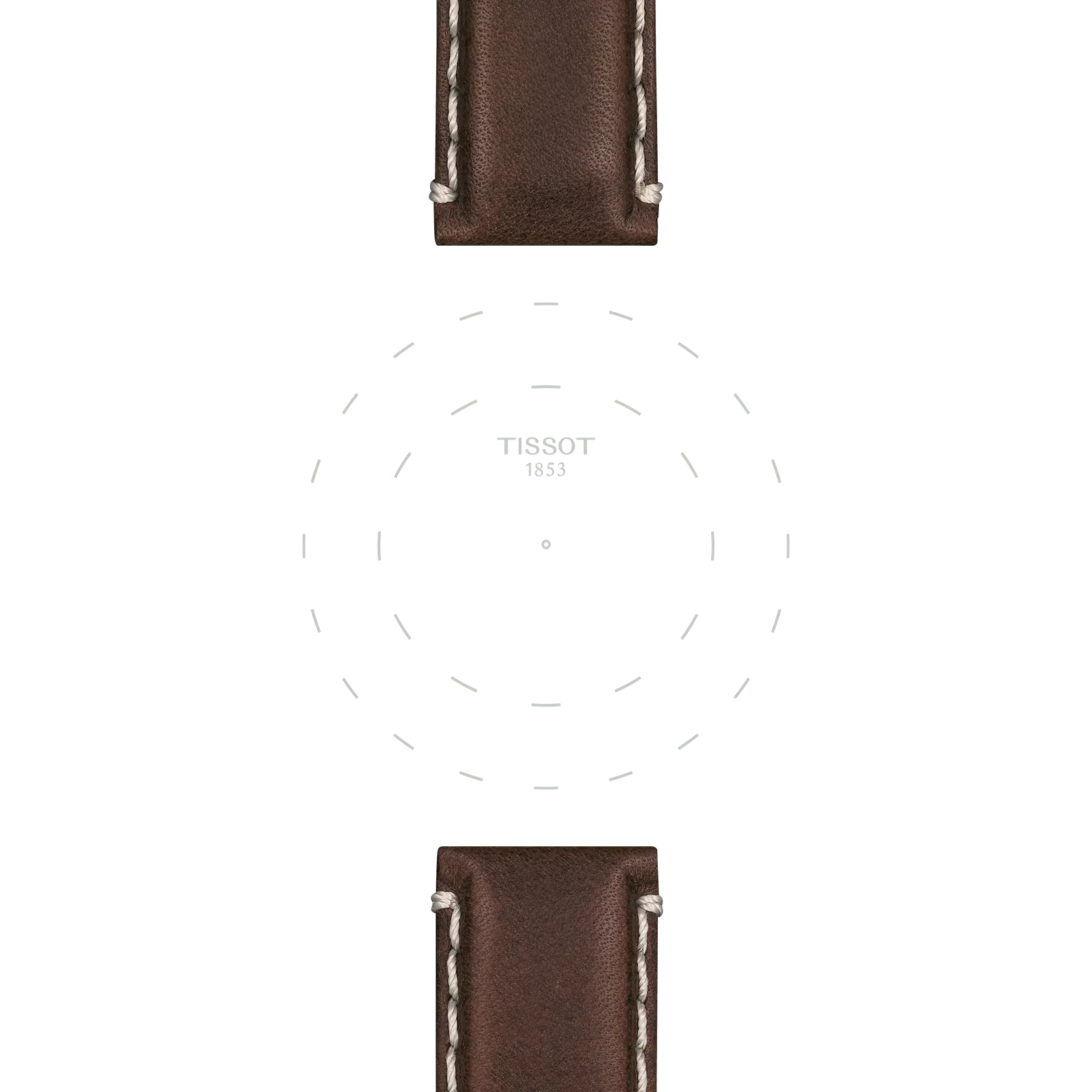 TISSOT ブラウン レザーストラップ 22mmのラグのフォーカス