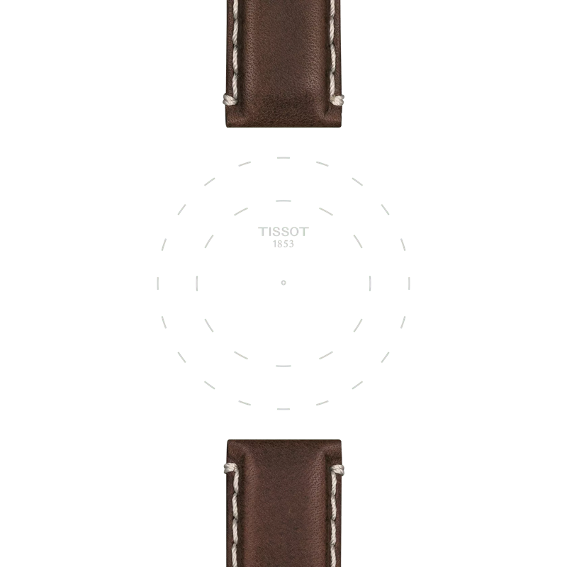 TISSOT ブラウン レザーストラップ 22mmのラグのフォーカス