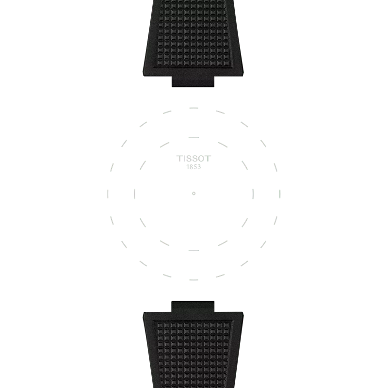 Focus on the lugs of Tissot Official Black PRX 40mm Rubber Strap