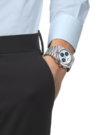 Simulation of the watch Tissot PRX Automatic Chronograph 42mm on a wrist