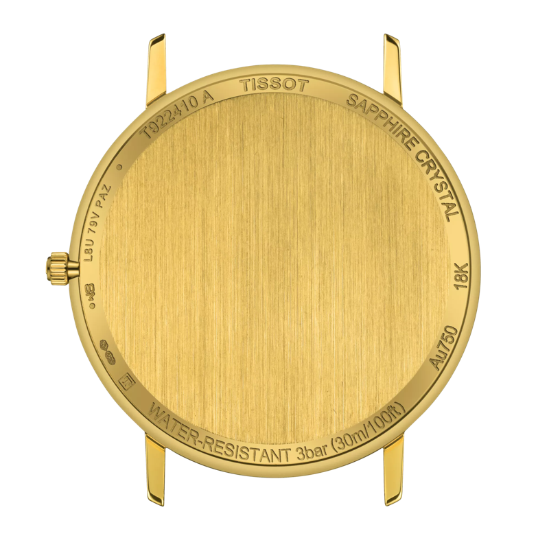 Back view of the watch case Tissot Goldrun Sapphire 18K Gold