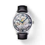 Front view of the watch Tissot Chemin des Tourelles Squelette Mechanical with shadow