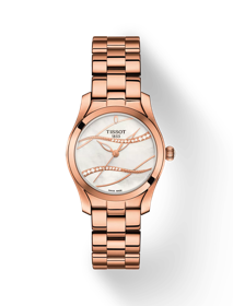 Vue de face de la montre Tissot T-Wave avec ombre