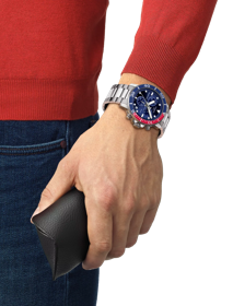 Simulation of the watch Tissot Seastar 1000 Quartz chronograph on a wrist