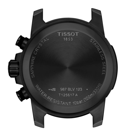 Back view of the watch case Tissot Supersport Chrono Basketball Edition
