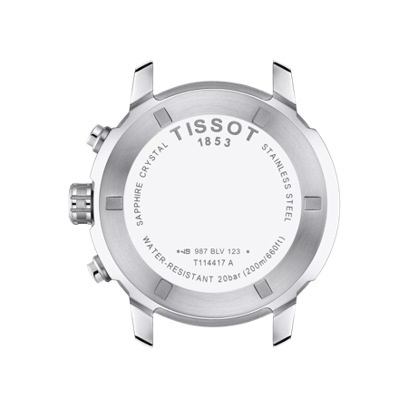 Back view of the watch case Tissot PRC 200 Chronograph