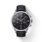 Front view of the watch Tissot Chemin des Tourelles Automatic Chronograph with shadow