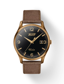Front view of the watch Tissot Heritage Visodate with shadow