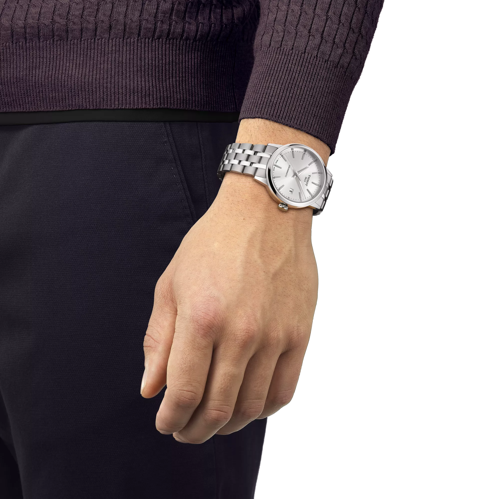 Simulation de la montre Tissot Classic Dream Swissmatic sur un poignet