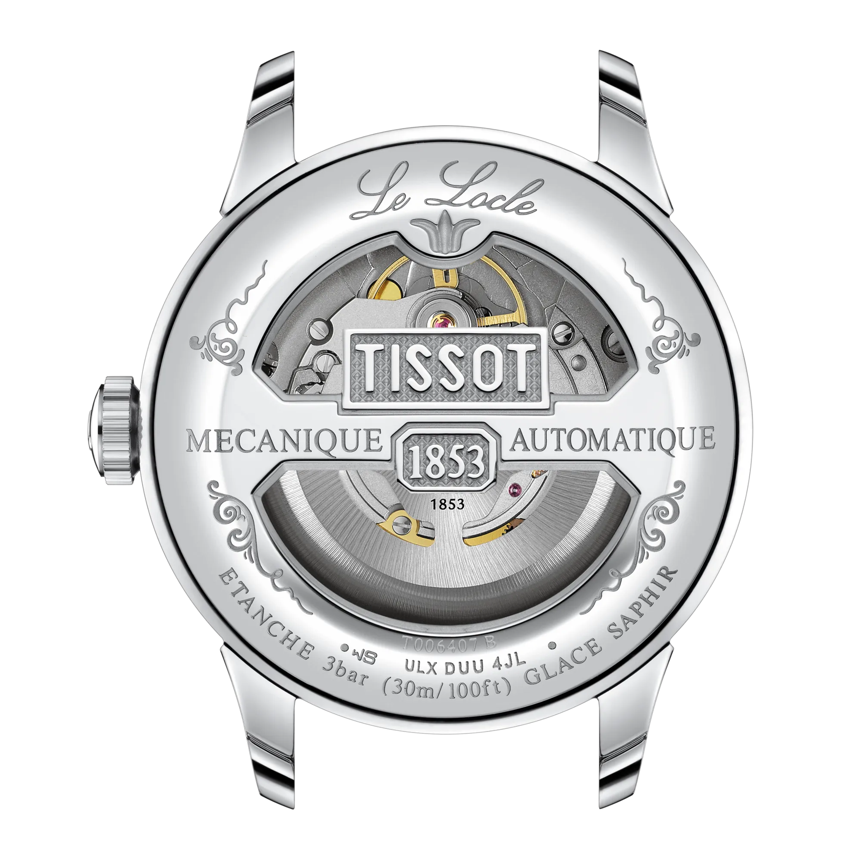 Back view of the watch case Tissot Le Locle Powermatic 80