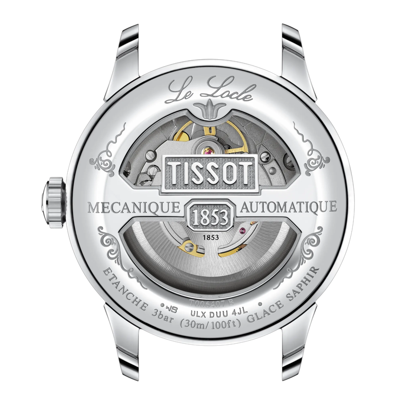 Back view of the watch case Tissot Le Locle Powermatic 80