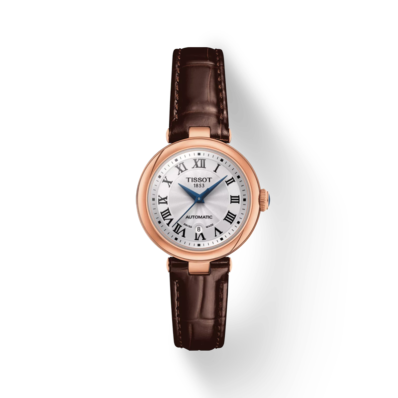 Front view of the watch Tissot Bellissima Automatic with shadow