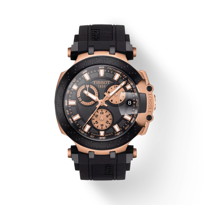 Front view of the watch Tissot T-Race Chronograph with shadow