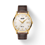 Vue de face de la montre Tissot Heritage Visodate avec ombre