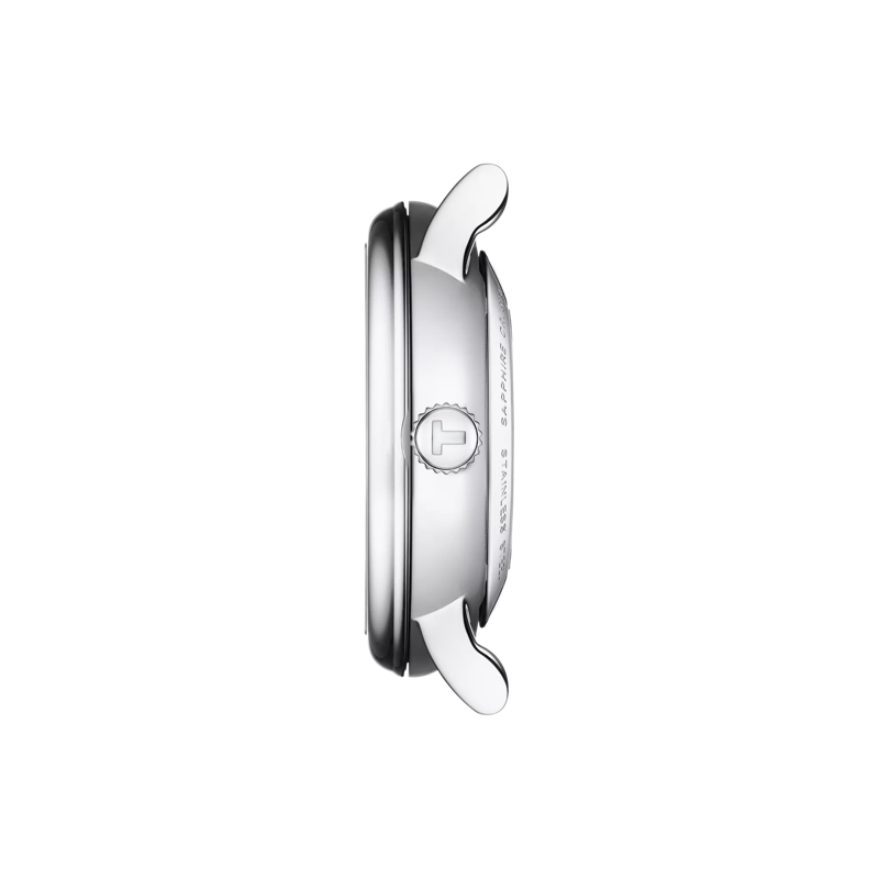 Vue de profil du boîtier de la montre Tissot Carson Premium Automatic Lady
