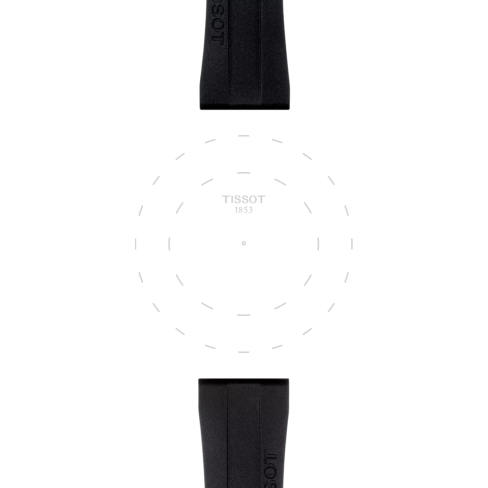 TISSOT ブラック ラバー ストラップ 20MMのラグのフォーカス