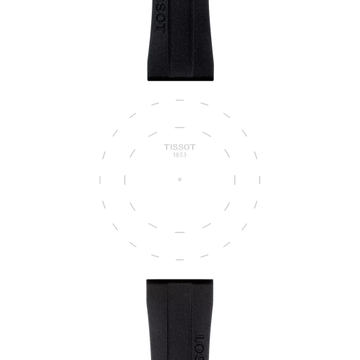 Focus on the lugs of Tissot Official Black Rubber Strap 20 mm