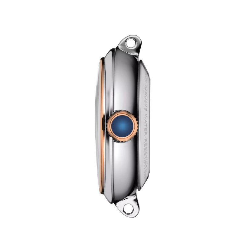 Profile view of the watch case Tissot Bellissima Automatic