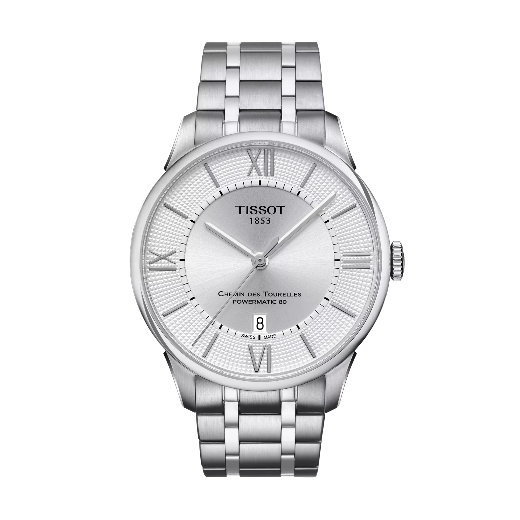 Front view of the watch Tissot Chemin des Tourelles Powermatic 80
