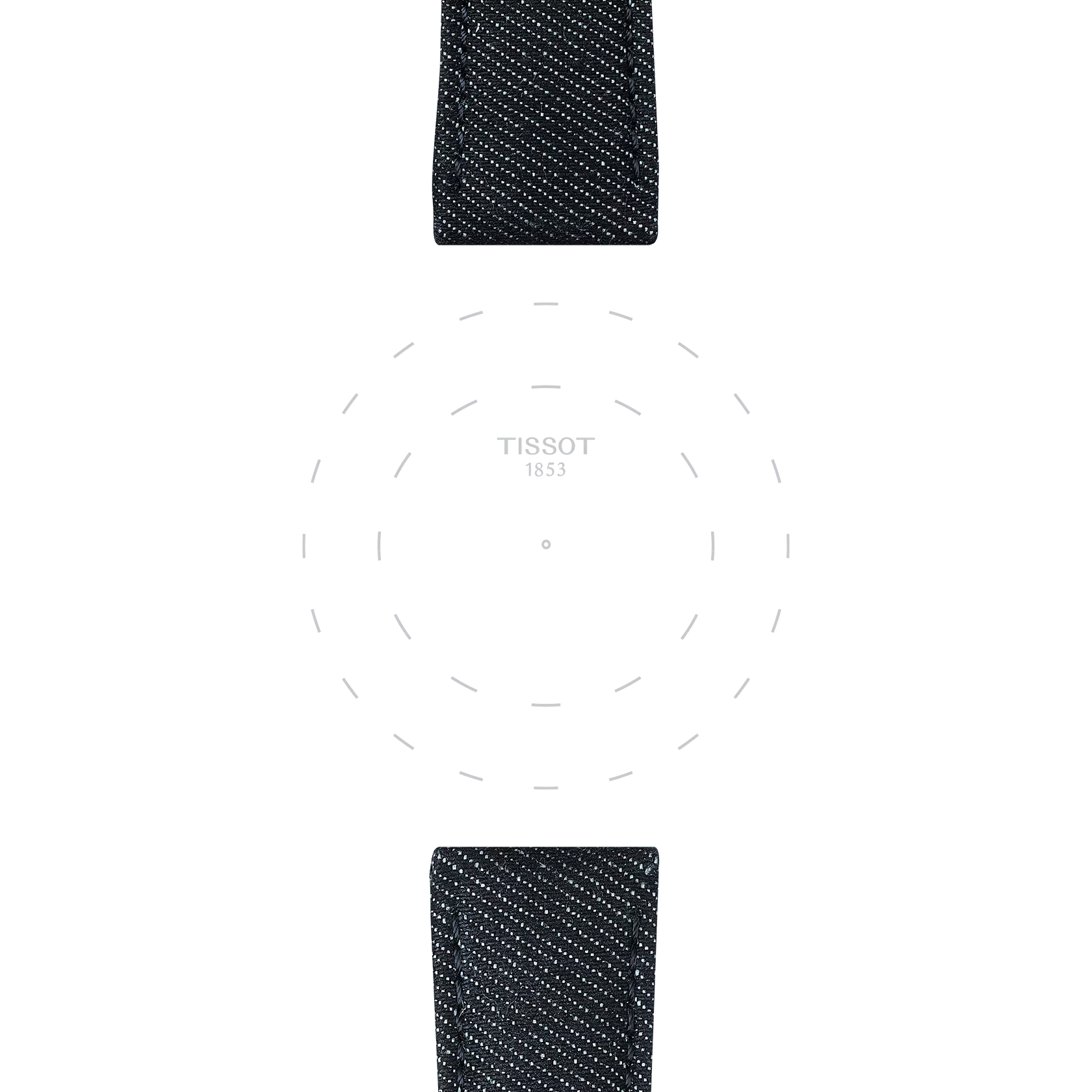Focus on the lugs of Tissot αυθεντικό μπλε συνθετικό υφασμάτινο λουράκι πτερύγια 22 mm