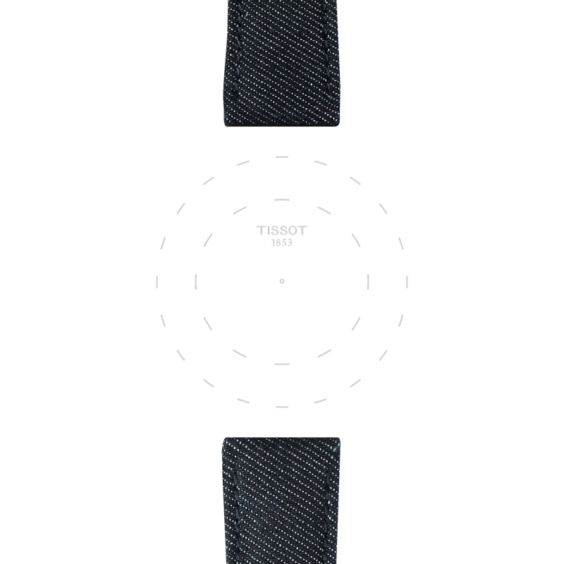 Focus on the lugs of Tissot αυθεντικό μπλε συνθετικό υφασμάτινο λουράκι πτερύγια 22 mm