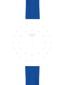 TISSOT オフィシャル ブルー シリコン ストラップ ラグ 22 mmのラグのフォーカス