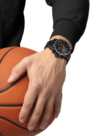 Simulation of the watch Tissot Supersport Chrono Basketball Edition on a wrist