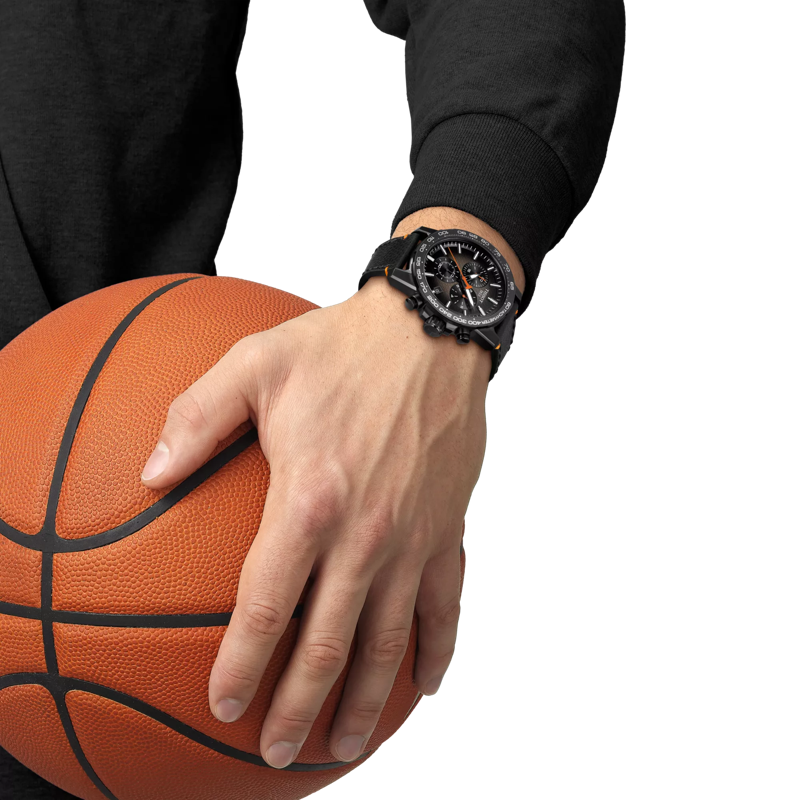 Simulation of the watch Tissot Supersport 計時籃球款 on a wrist