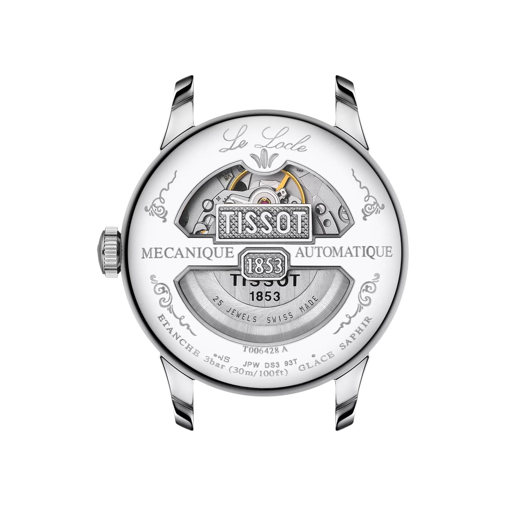 Vue arrière du boîtier de la montre Tissot Le Locle Automatique Petite Seconde