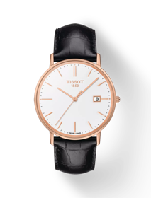 Front view of the watch Tissot Goldrun 18K Gold with shadow