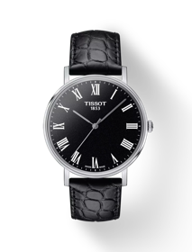 Vue de face de la montre Tissot Everytime 38mm avec ombre