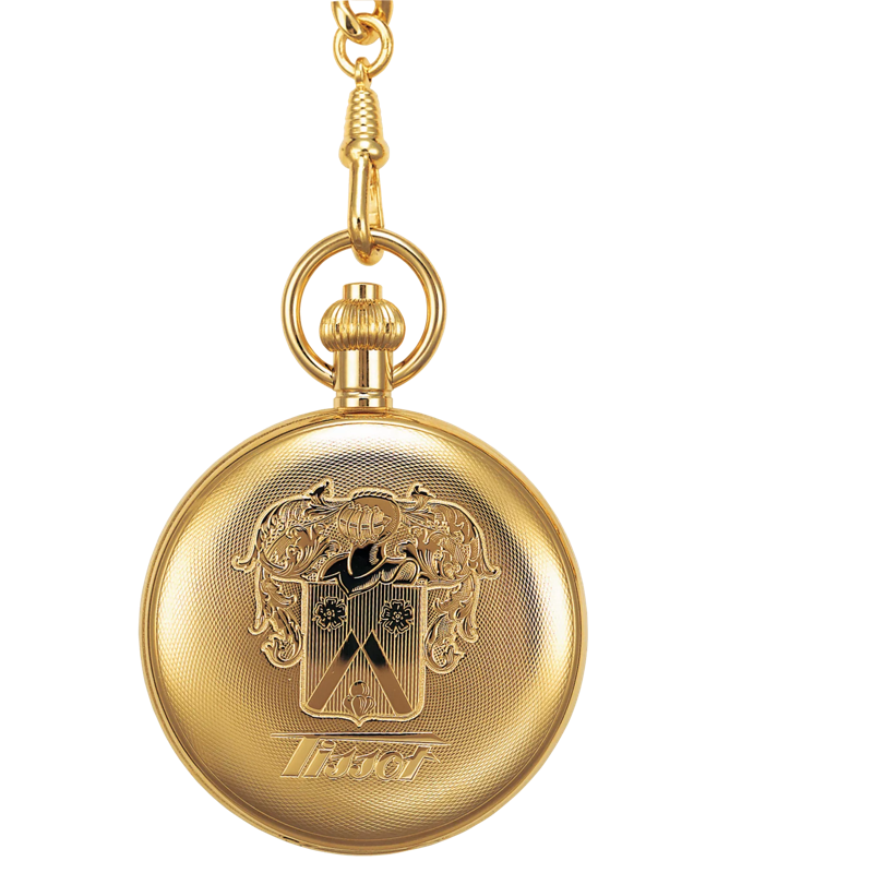 Vue de face de la montre Tissot Savonnette Mechanical avec ouvert