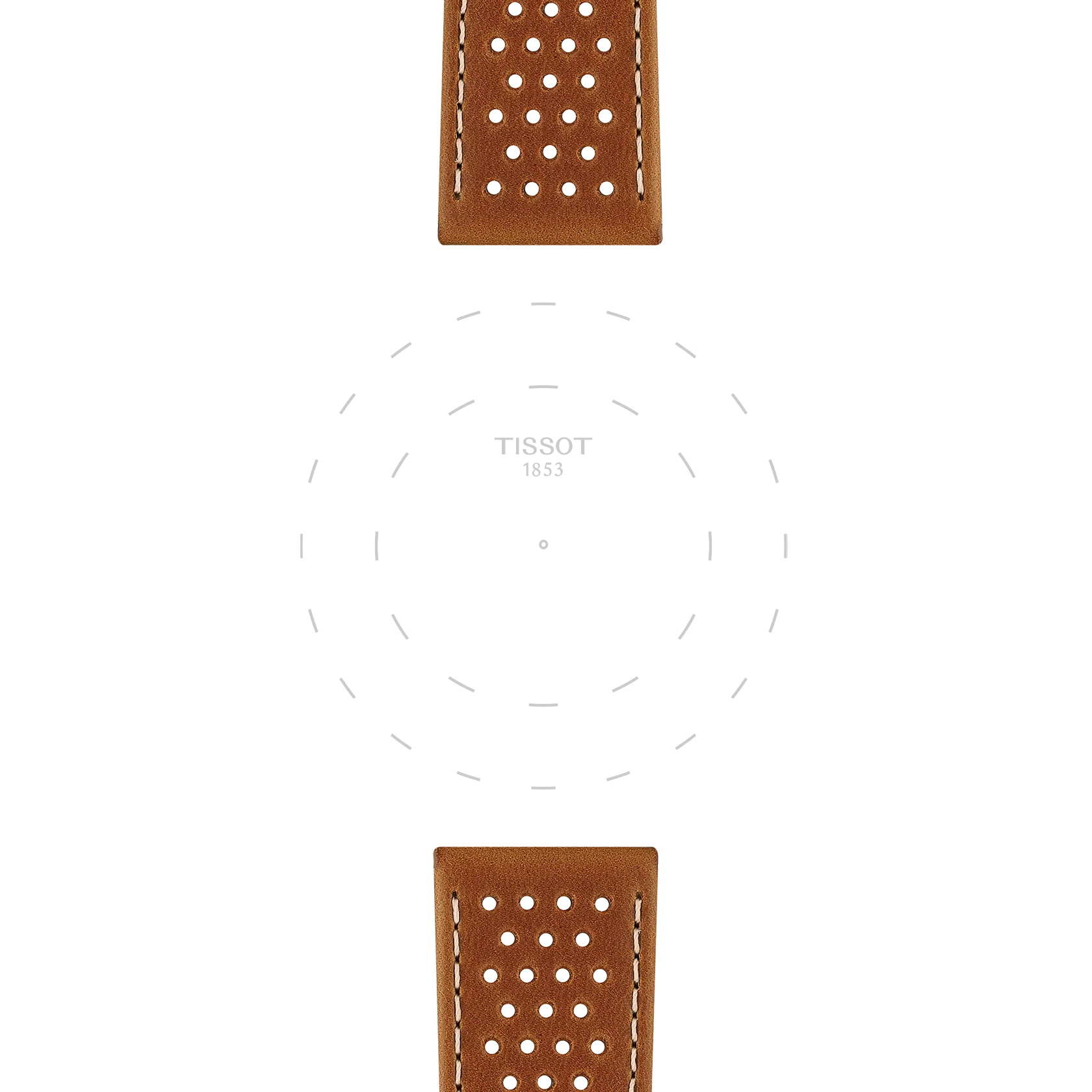 Focus on the lugs of Tissot Official Light Brown Leather Strap Lugs 22mm