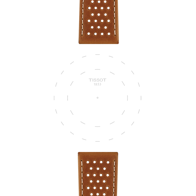 Focus on the lugs of Tissot Official Light Brown Leather Strap Lugs 22mm