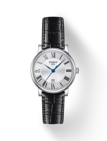 Front view of the watch Tissot Carson Premium 30mm with shadow