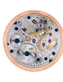 Back view of the watch case Tissot Chemin des Tourelles Squelette Mechanical