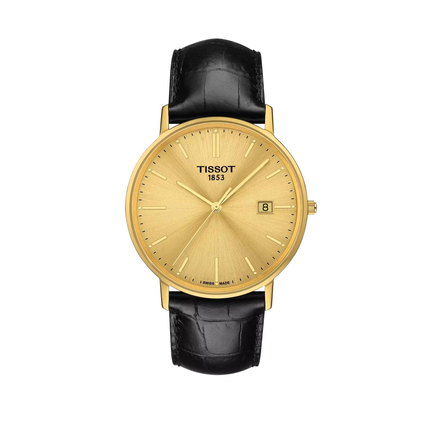 Front view of the watch Tissot Goldrun Sapphire 18K Gold