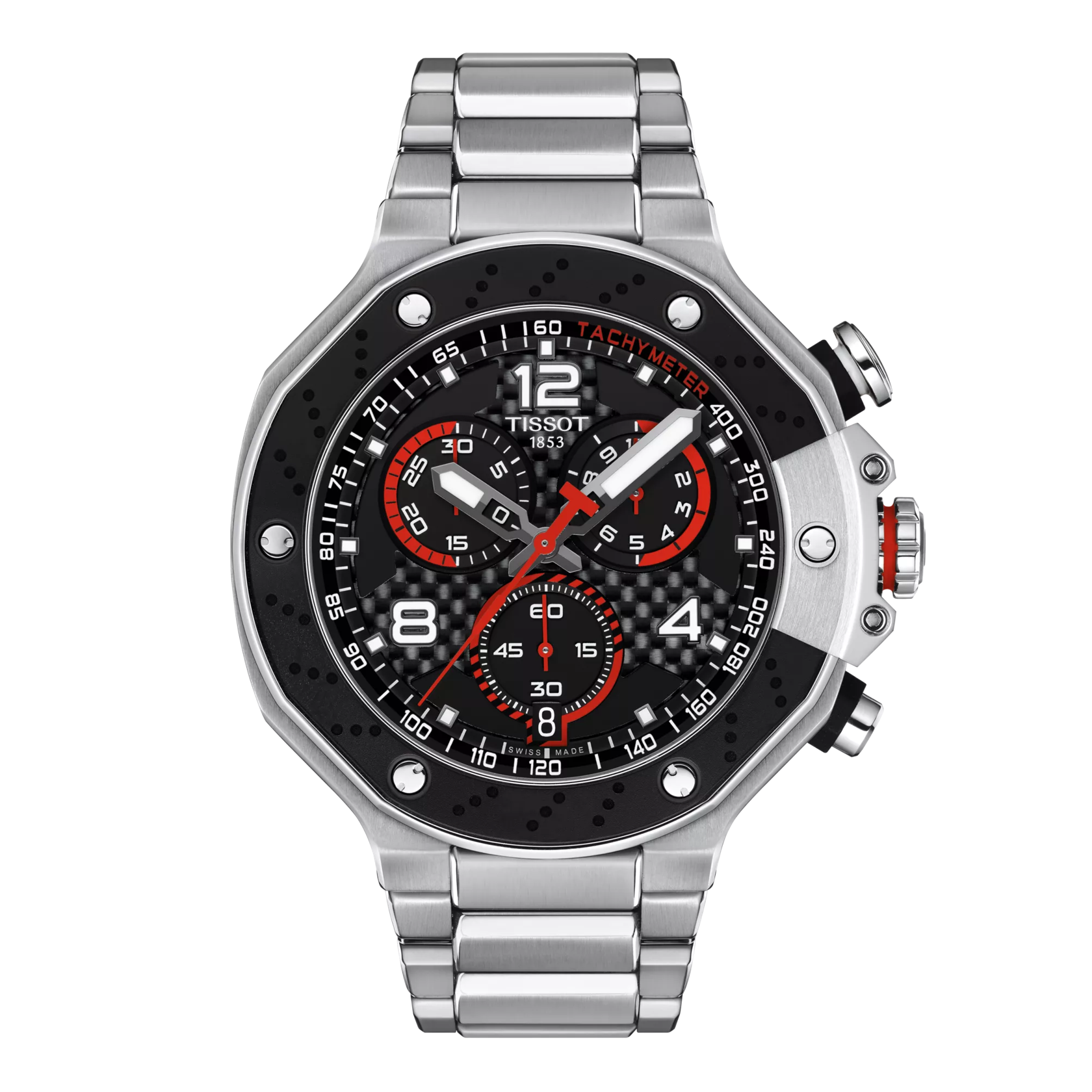 Front view of the watch Tissot T-Race MotoGP Chronograph 2022 Limited Edition
