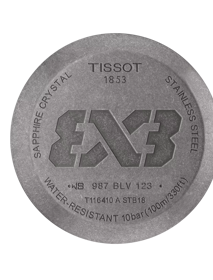 Back view of the watch case Tissot Gent XL 3x3 Street Basketball