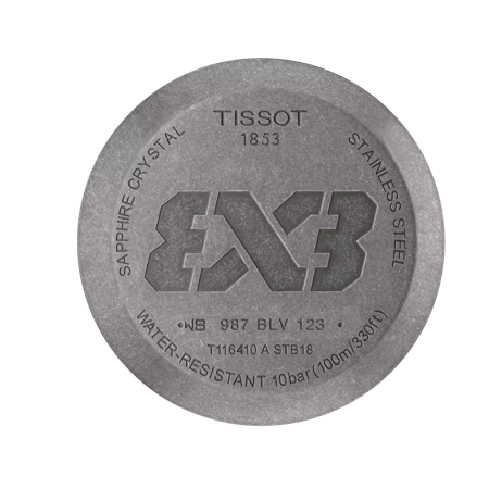 Back view of the watch case Tissot Gent XL 3x3 Street Basketball