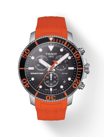 Front view of the watch Tissot Seastar 1000 Chronograph with shadow