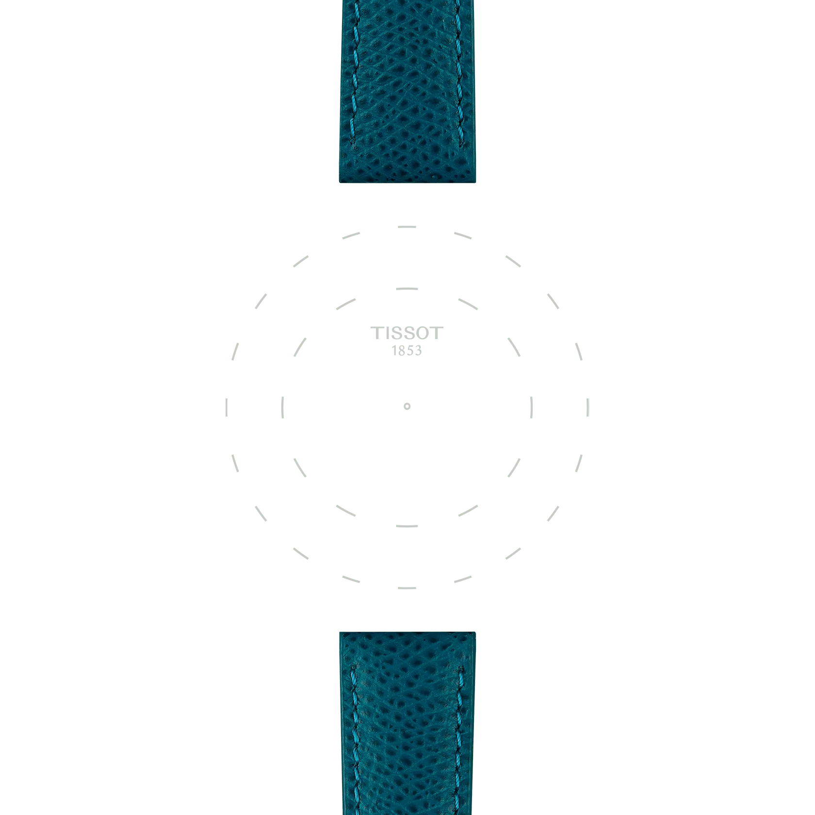 Focus on the lugs of Tissot Official Turquoise Leather Strap Lugs 18 mm