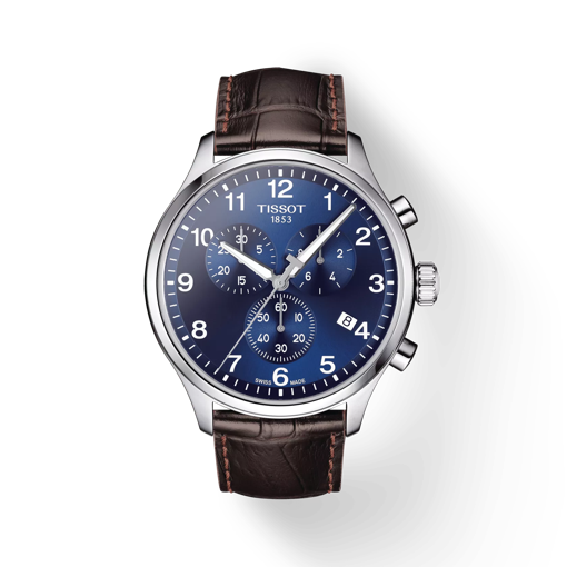 Front view of the watch Tissot Chrono XL Classic with shadow